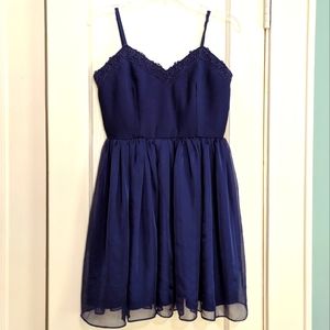Anthropologie Minuet blue fit & flare poofy party cocktail dress M